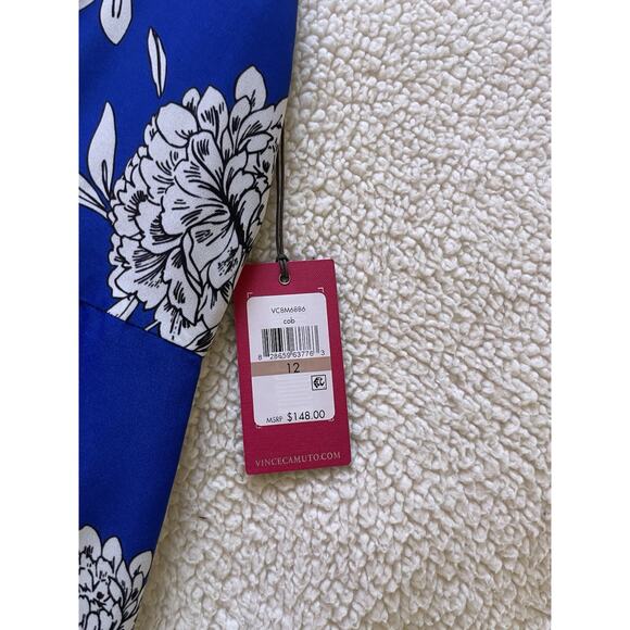 NWT Vince Camuto Women’s Maxi Blue Floral Short Sleeve Dress 12 NWT 148$ - Picture 9 of 11